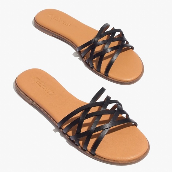 Madewell The Tracie Crisscross Slide Sandal in True Black - Picture 1 of 10